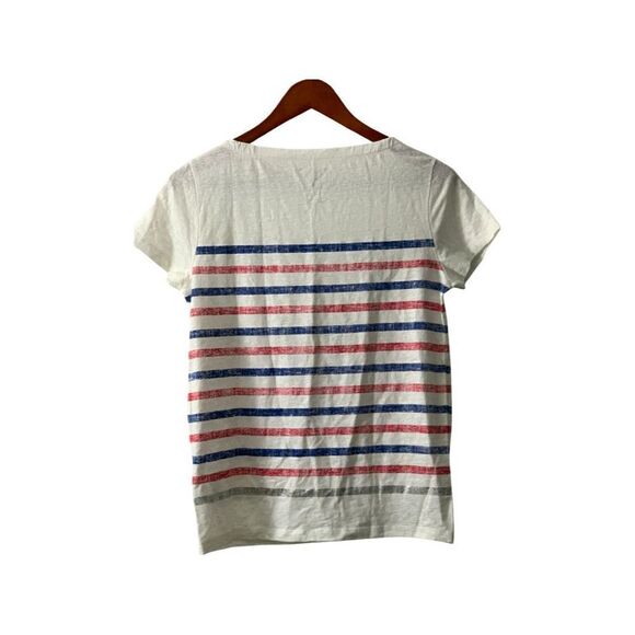 Majestic Filatures Women's White Striped Short Sleeve Deluxe T-Shirt - Picture 2 of 3